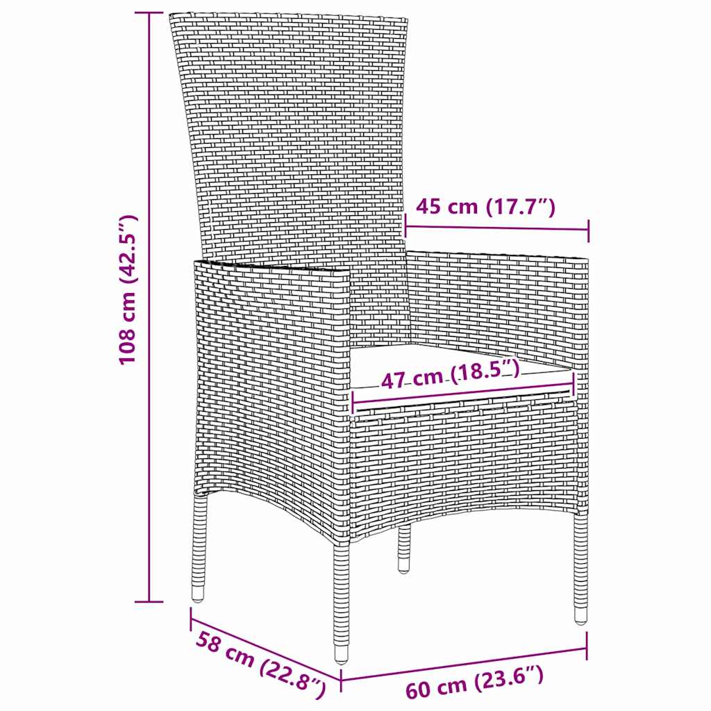 Garten Essgruppe mit Kissen 9 pcs Beige Poly-Rattan