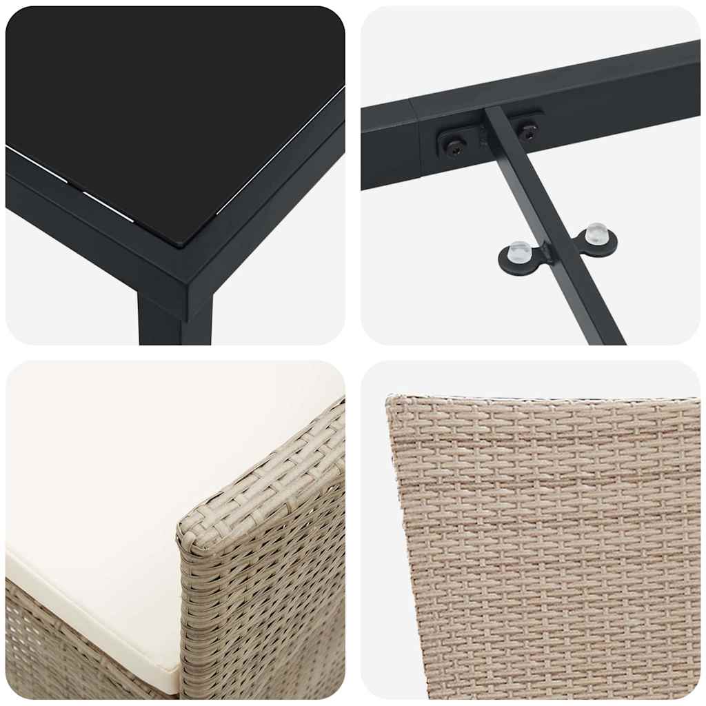 Garten Essgruppe mit Kissen 9 pcs Beige Poly-Rattan