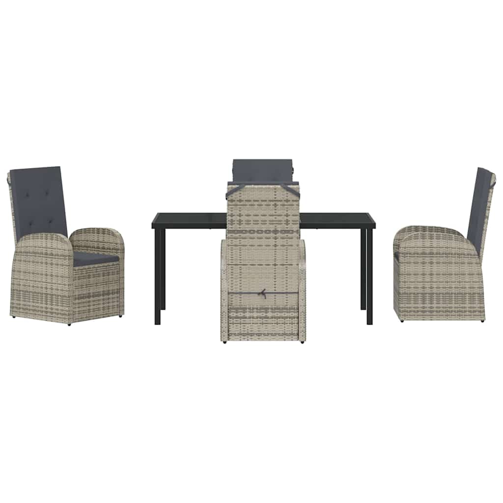 Garten Essgruppe mit Kissen 5 pcs Grau Poly-Rattan