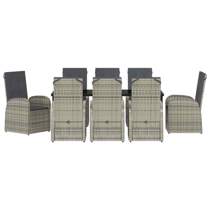 Garten Essgruppe mit Kissen 9 pcs Grau Poly-Rattan