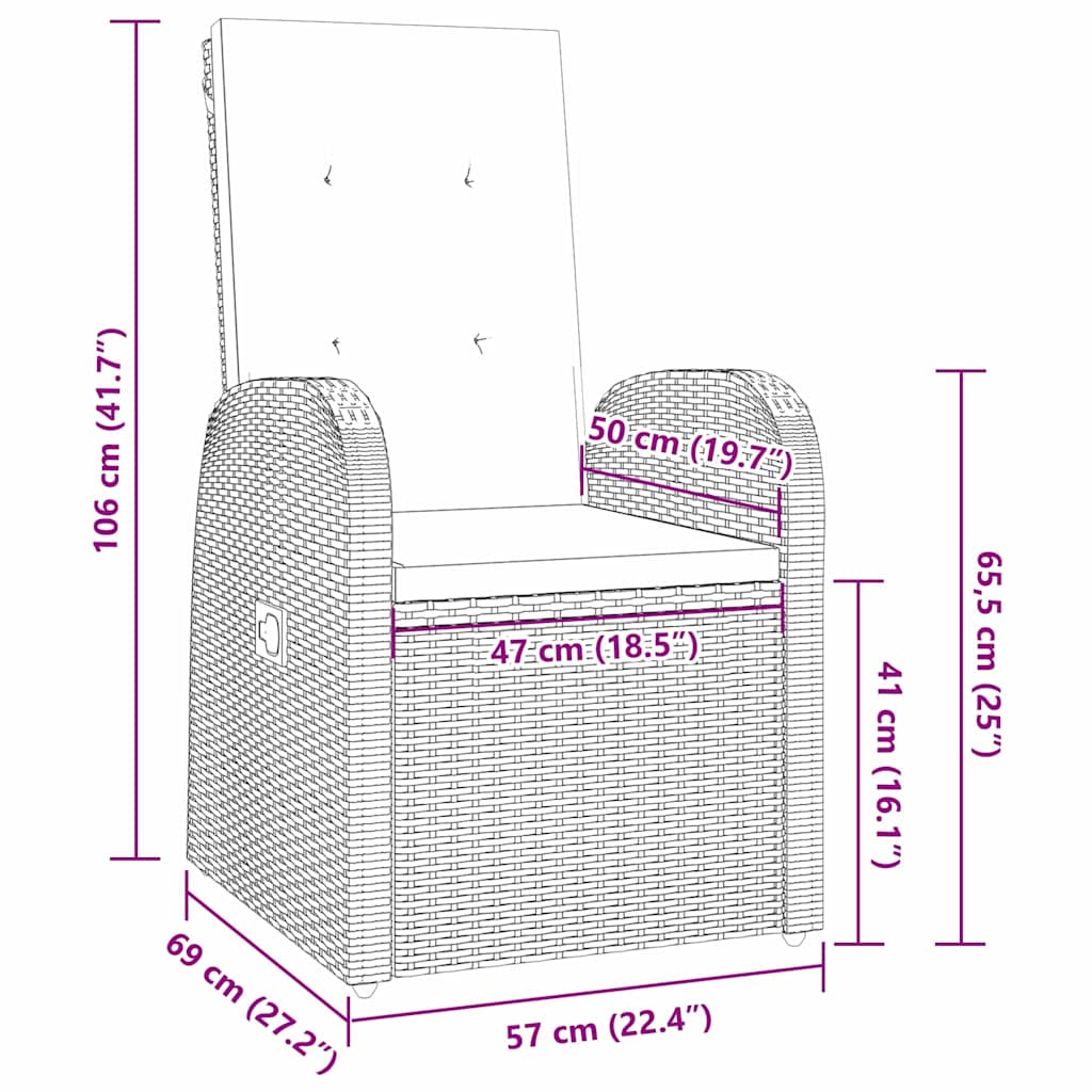 Garten Essgruppe mit Kissen 9 pcs Grau Poly-Rattan