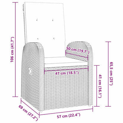Garten Essgruppe mit Kissen 9 pcs Grau Poly-Rattan