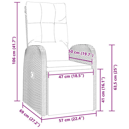 Garten Essgruppe mit Kissen 9 pcs Schwarz Poly-Rattan