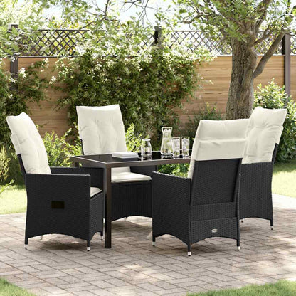 Garten Essgruppe mit Kissen 5 pcs Schwarz Poly-Rattan