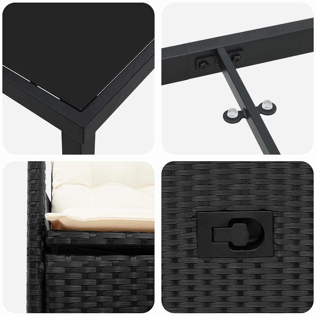 Garten Essgruppe mit Kissen 5 pcs Schwarz Poly-Rattan