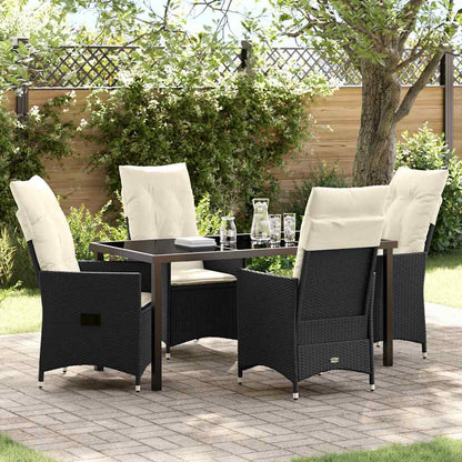 Garten Essgruppe mit Kissen 5 pcs Schwarz Poly-Rattan