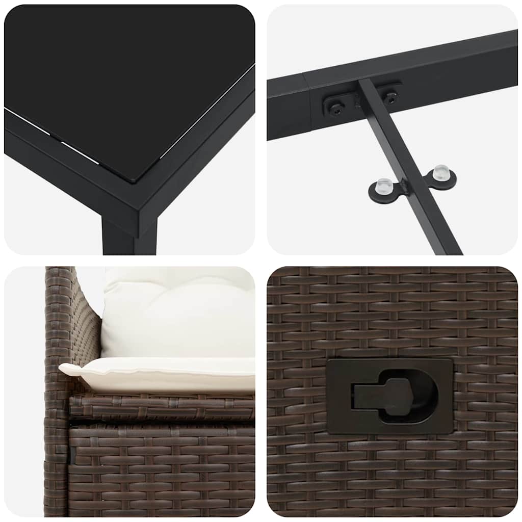 Garten Essgruppe mit Kissen 5 pcs Braun Poly-Rattan