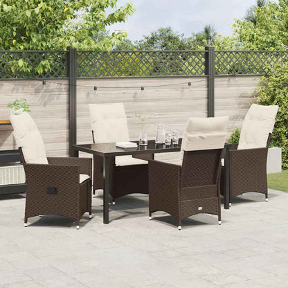 Garten Essgruppe mit Kissen 5 pcs Braun Poly-Rattan