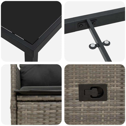 Garten Essgruppe mit Kissen 5 pcs Grau Poly-Rattan