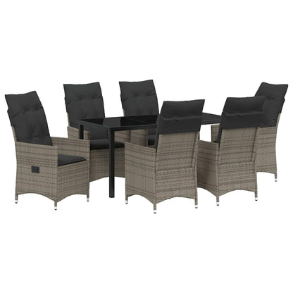 Garten Essgruppe mit Kissen 7 pcs Grau Poly-Rattan