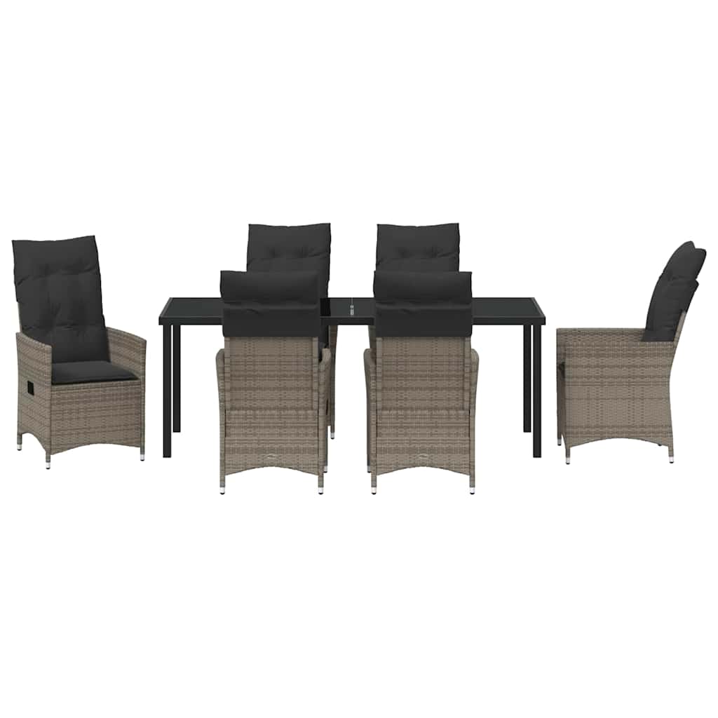 Garten Essgruppe mit Kissen 7 pcs Grau Poly-Rattan