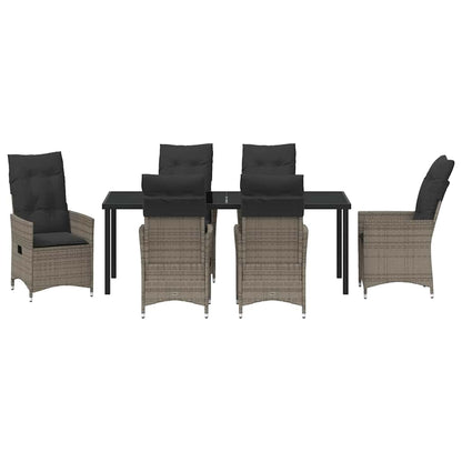 Garten Essgruppe mit Kissen 7 pcs Grau Poly-Rattan