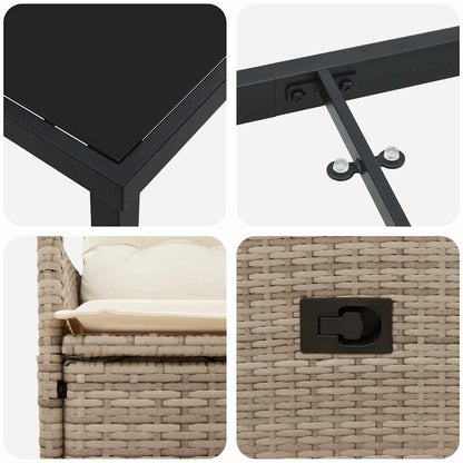 Garten Essgruppe mit Kissen 5 pcs Beige Poly-Rattan