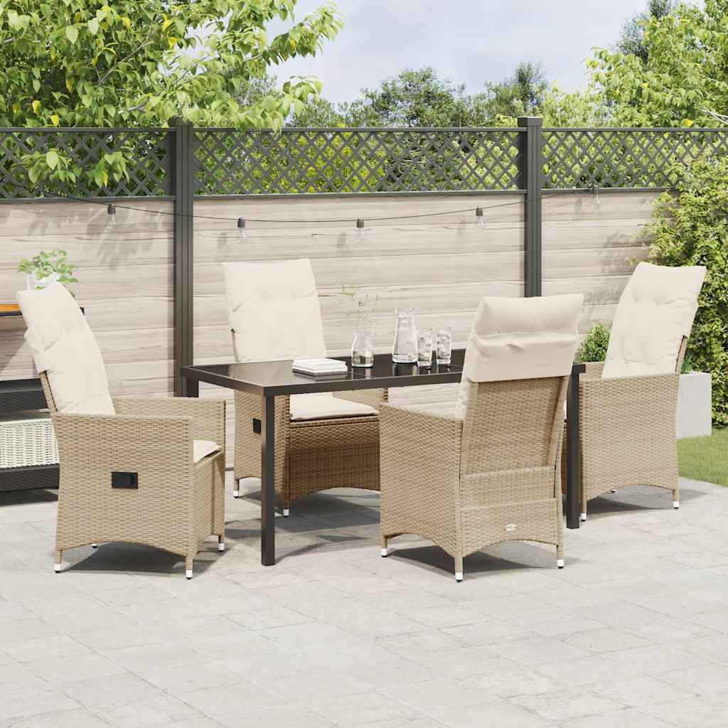 Garten Essgruppe mit Kissen 5 pcs Beige Poly-Rattan