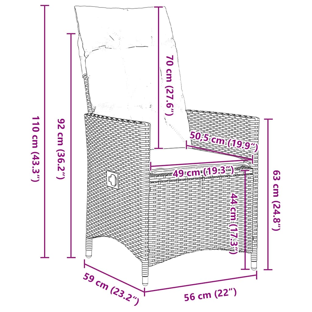 Garten Essgruppe mit Kissen 7 pcs Beige Poly-Rattan