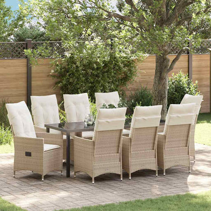 Garten Essgruppe mit Kissen 9 pcs Beige Poly-Rattan