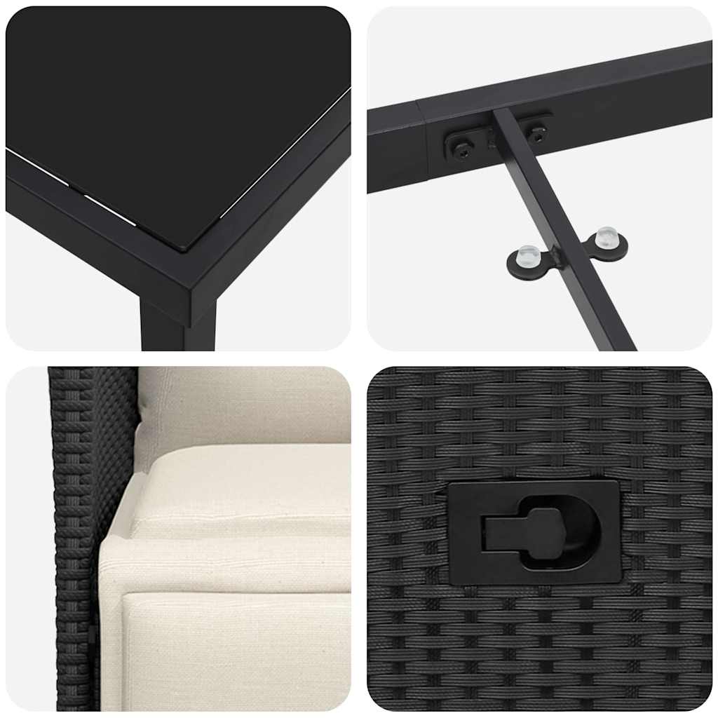 Garten Essgruppe mit Kissen 5 pcs Schwarz Poly-Rattan