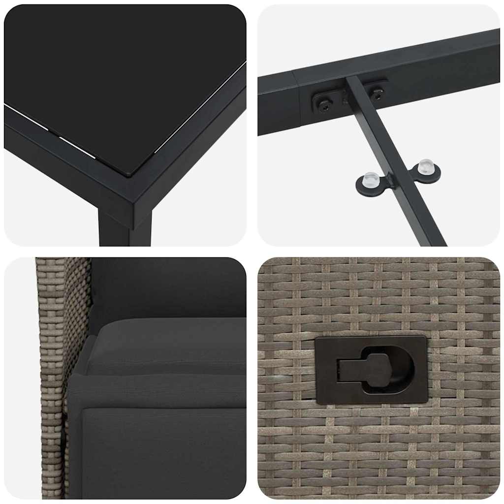 Garten Essgruppe mit Kissen 5 pcs Grau Poly-Rattan