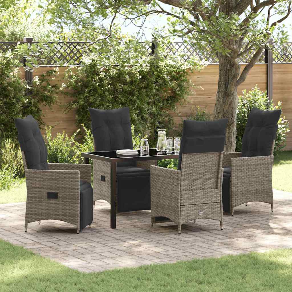 Garten Essgruppe mit Kissen 5 pcs Grau Poly-Rattan