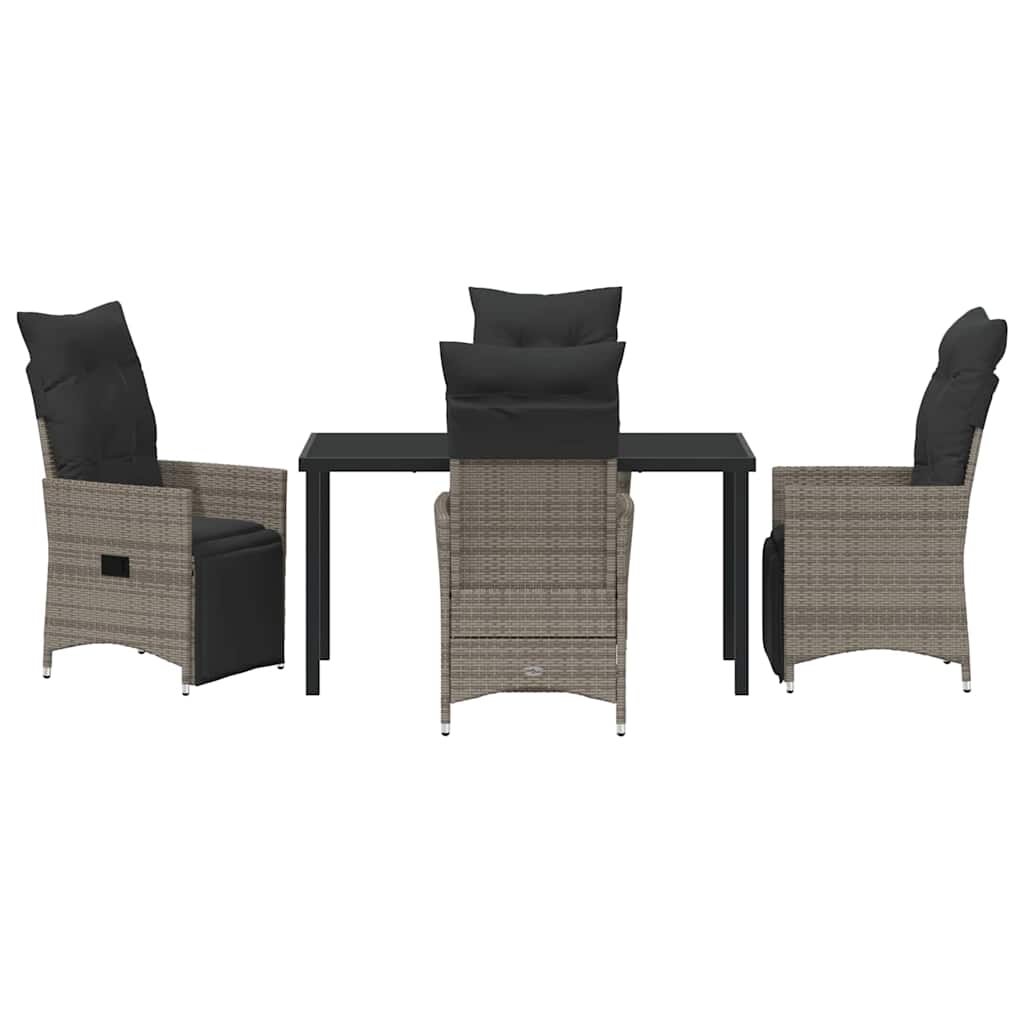 Garten Essgruppe mit Kissen 5 pcs Grau Poly-Rattan