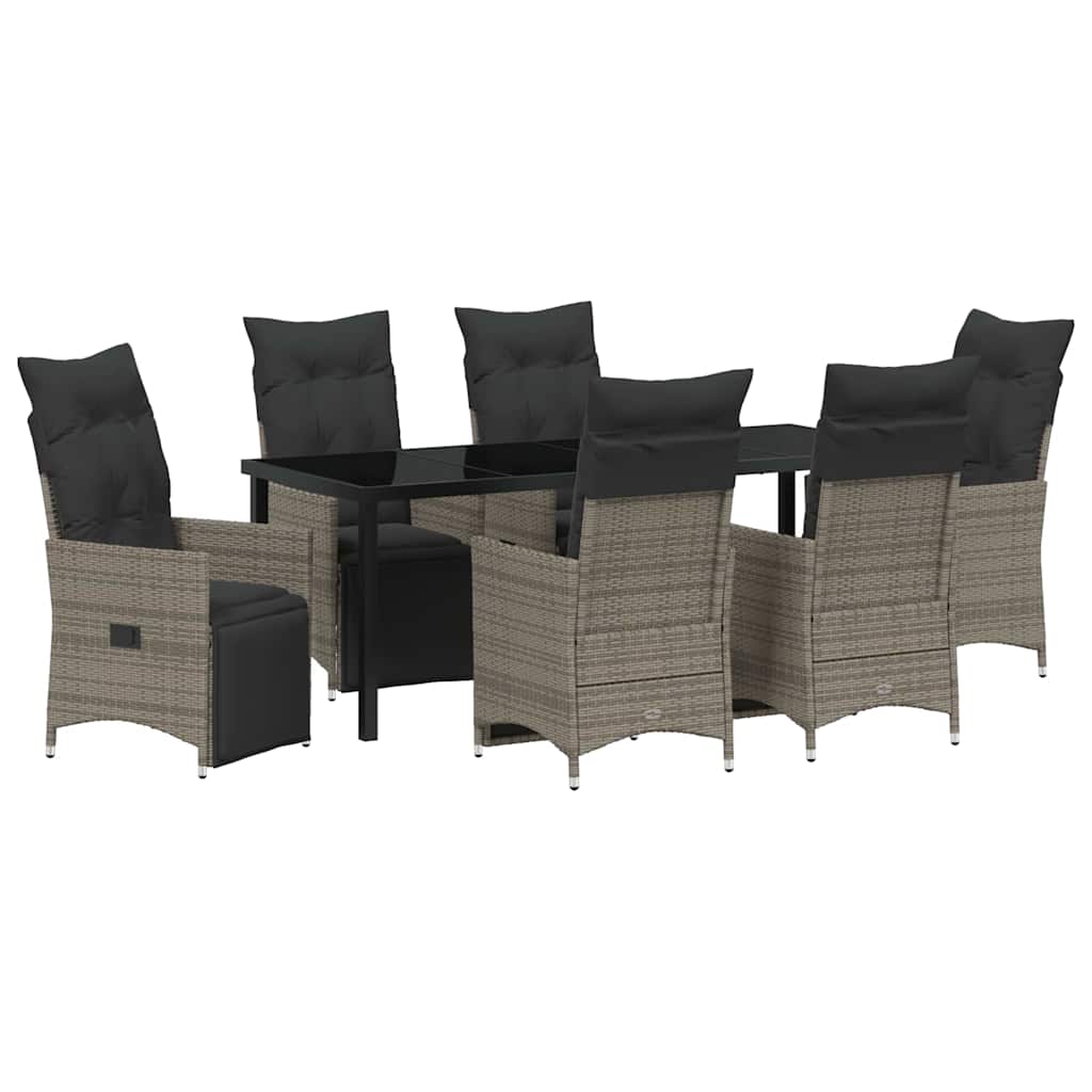 Garten Essgruppe mit Kissen 7 pcs Grau Poly-Rattan