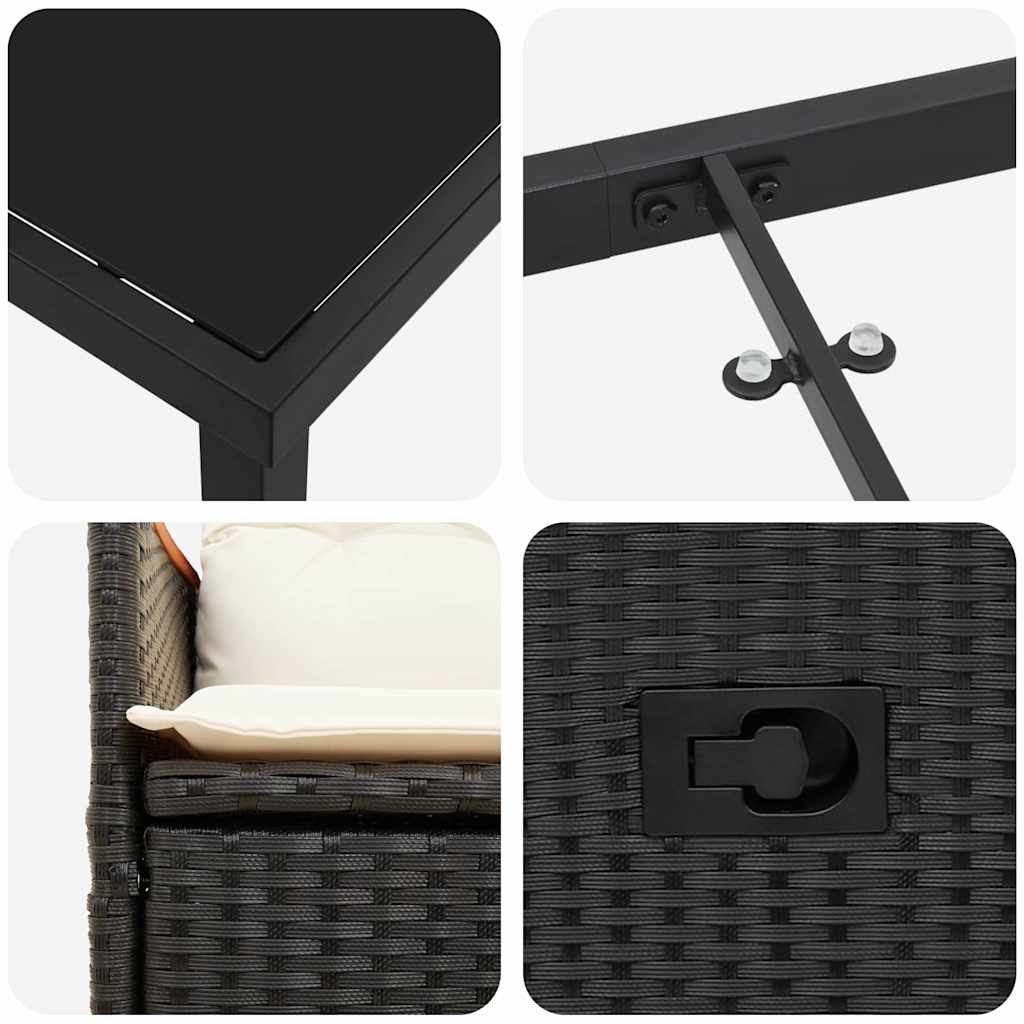 Garten Essgruppe mit Kissen 5 pcs Schwarz Poly-Rattan