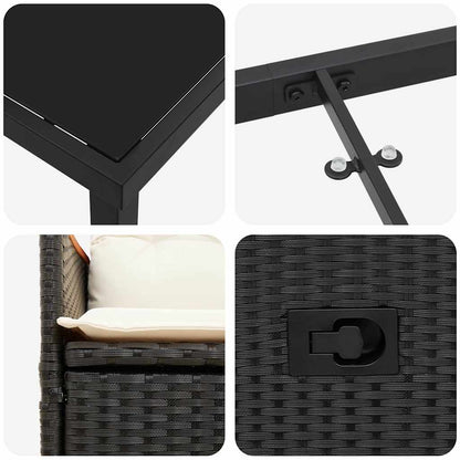 Garten Essgruppe mit Kissen 5 pcs Schwarz Poly-Rattan