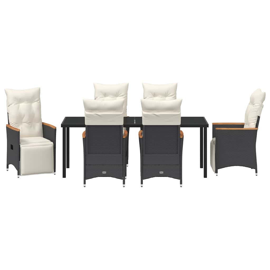 Garten Essgruppe mit Kissen 7 pcs Schwarz Poly-Rattan