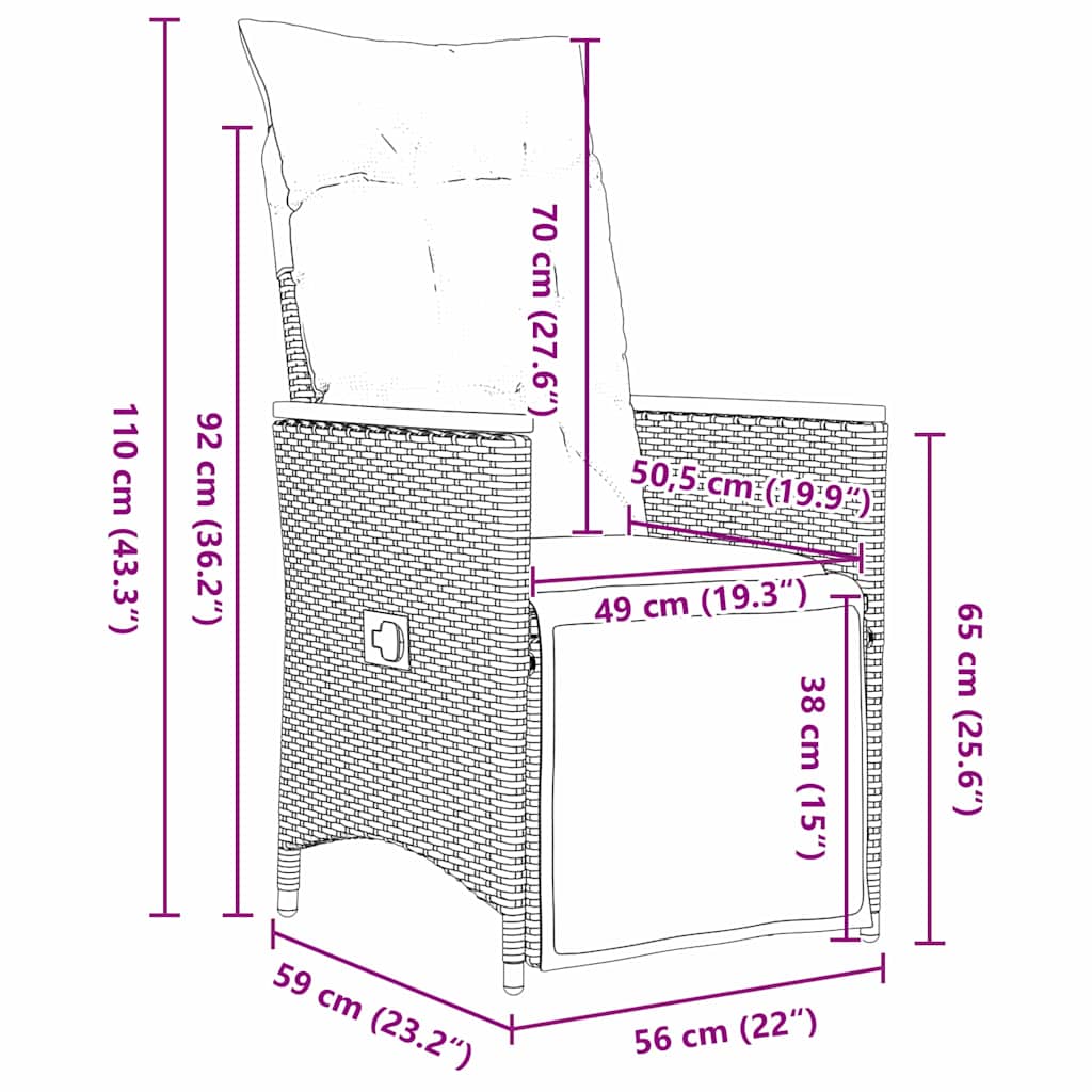 Garten Essgruppe mit Kissen 7 pcs Schwarz Poly-Rattan