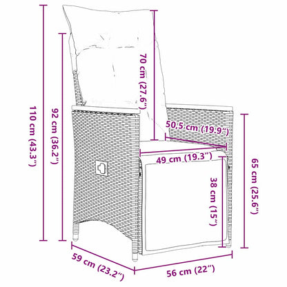 Garten Essgruppe mit Kissen 7 pcs Schwarz Poly-Rattan