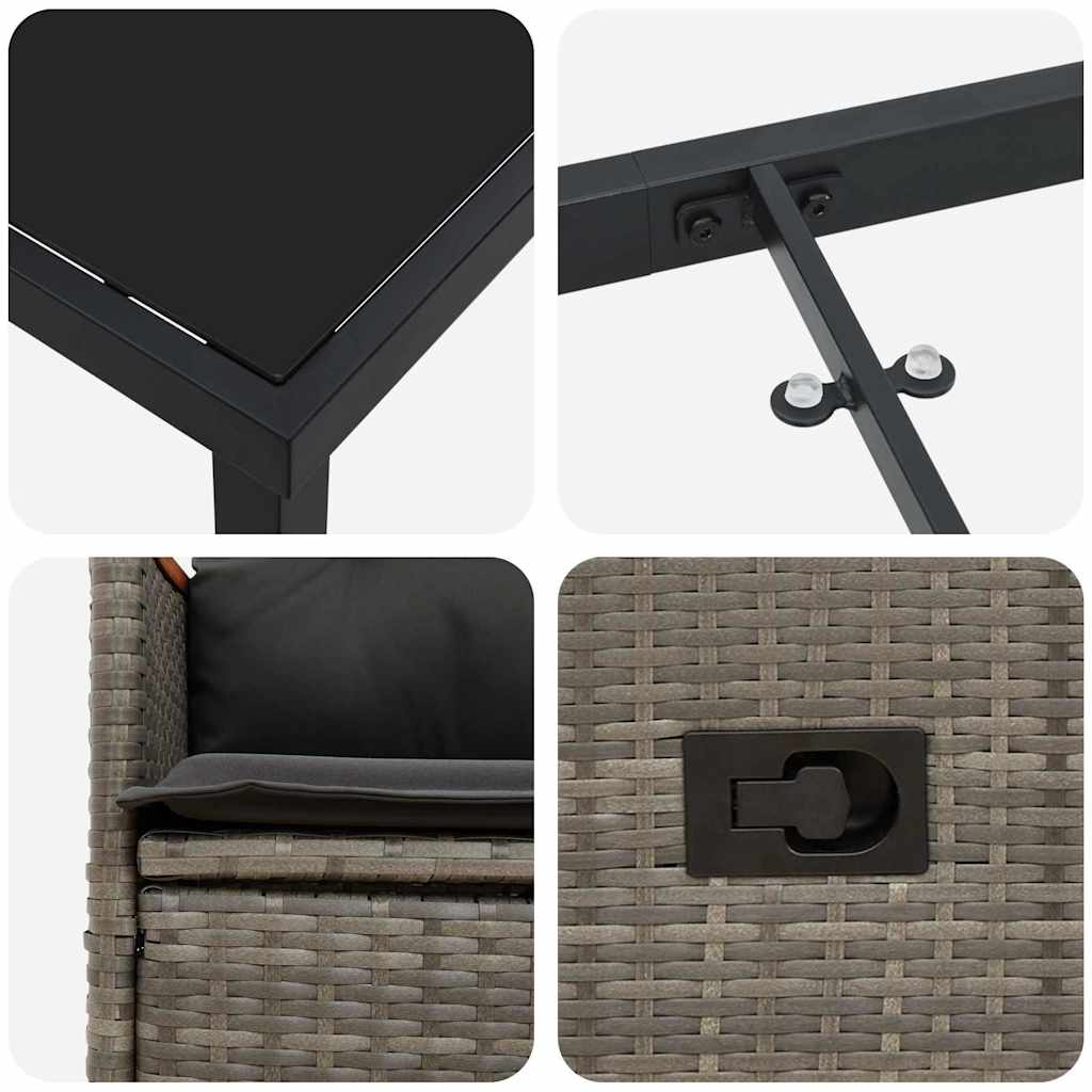 Garten Essgruppe mit Kissen 7 pcs Grau Poly-Rattan