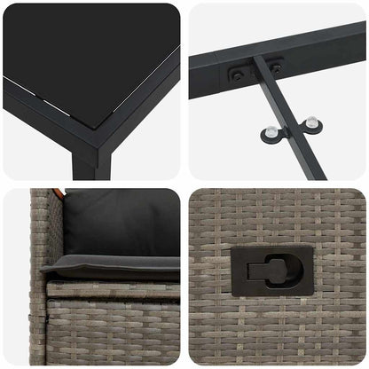 Garten Essgruppe mit Kissen 7 pcs Grau Poly-Rattan