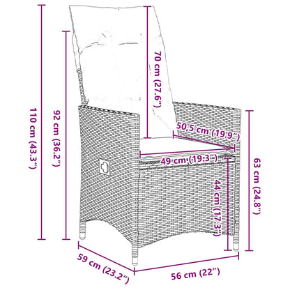 Garten Essgruppe mit Kissen 7 pcs Grau Poly-Rattan