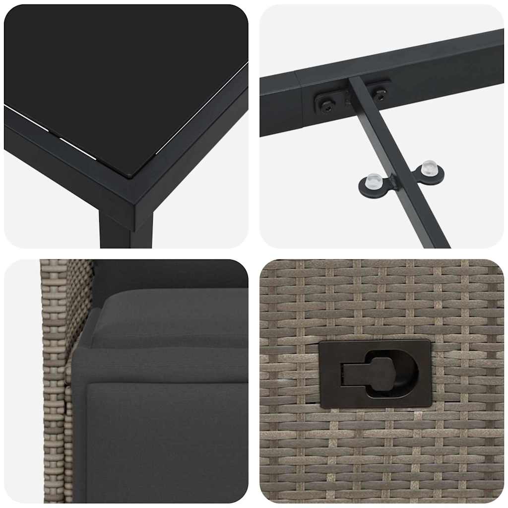 Garten Essgruppe mit Kissen 5 pcs Grau Poly-Rattan