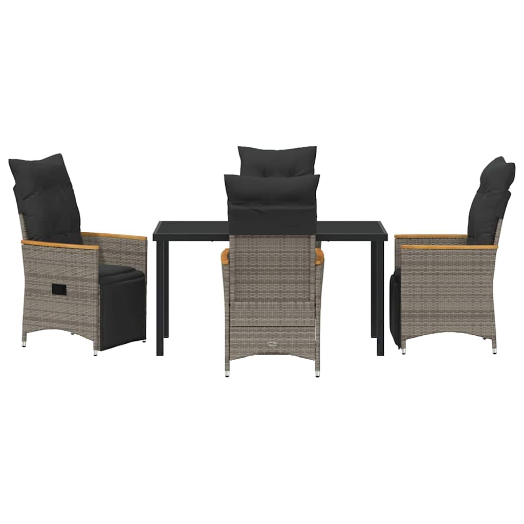 Garten Essgruppe mit Kissen 5 pcs Grau Poly-Rattan