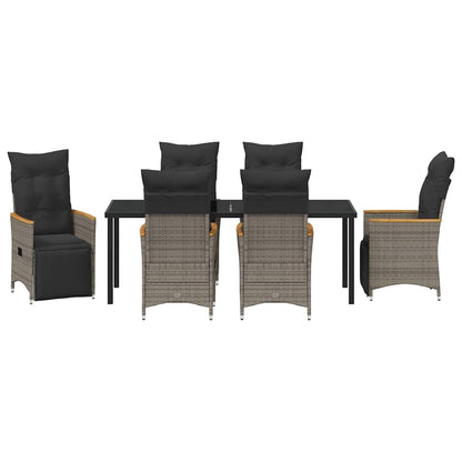 Garten Essgruppe mit Kissen 7 pcs Grau Poly-Rattan