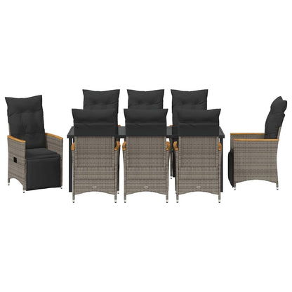 Garten Essgruppe mit Kissen 9 pcs Grau Poly-Rattan