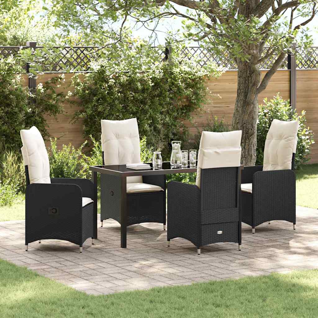 Garten Essgruppe mit Kissen 5 pcs Schwarz Poly-Rattan