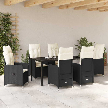 Garten Essgruppe mit Kissen 7 pcs Schwarz Poly-Rattan