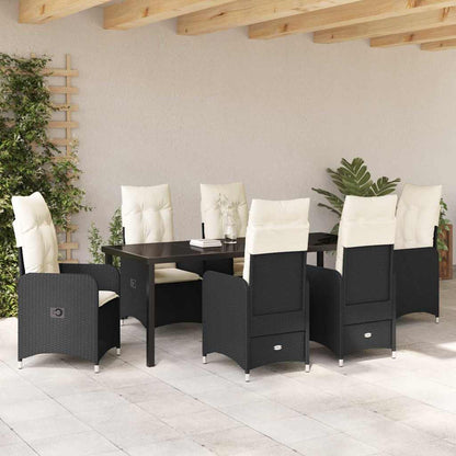 Garten Essgruppe mit Kissen 7 pcs Schwarz Poly-Rattan
