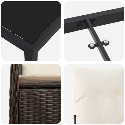 Garten Essgruppe mit Kissen 9 pcs Braun Poly-Rattan