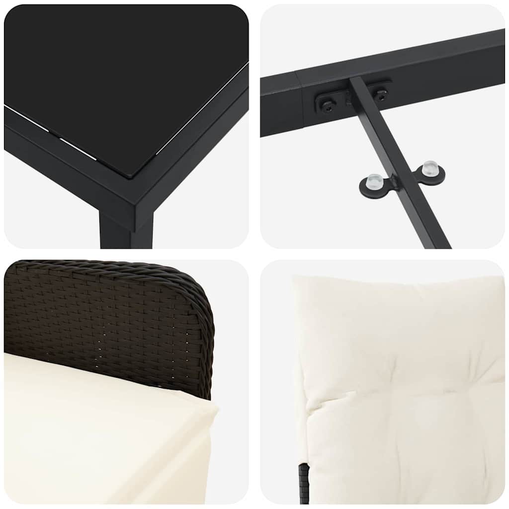 Garten Essgruppe mit Kissen 5 pcs Schwarz Poly-Rattan