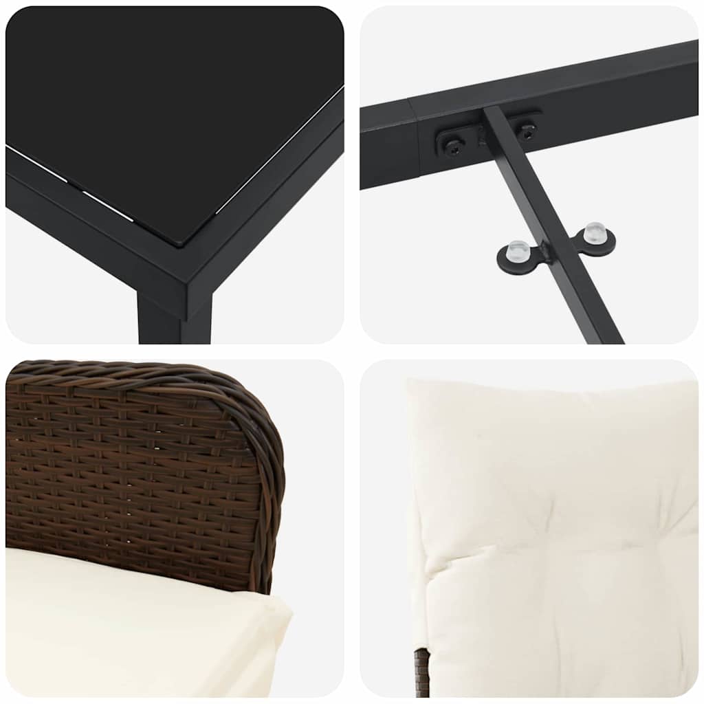 Garten Essgruppe mit Kissen 5 pcs Braun Poly-Rattan