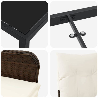 Garten Essgruppe mit Kissen 9 pcs Braun Poly-Rattan