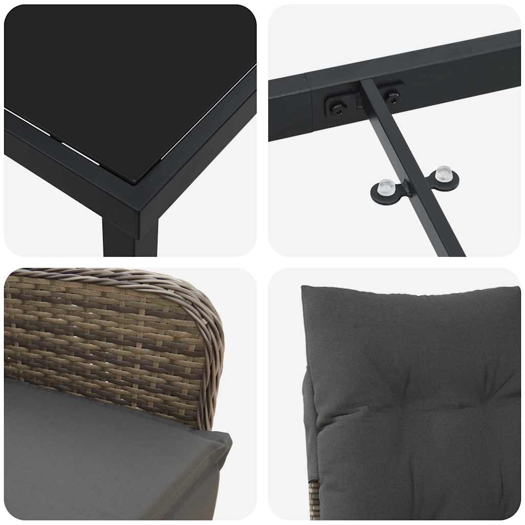 Garten Essgruppe mit Kissen 5 pcs Grau Poly-Rattan