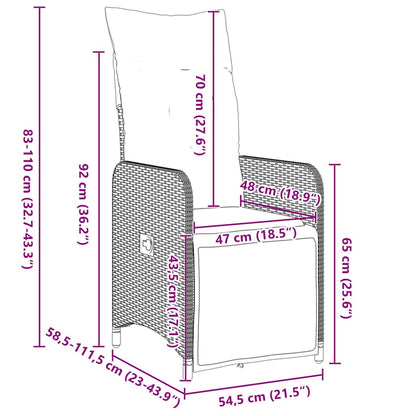 Garten Essgruppe mit Kissen 7 pcs Grau Poly-Rattan