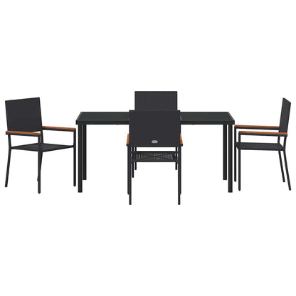 Garten Essgruppe mit Kissen 5 pcs Schwarz Poly-Rattan