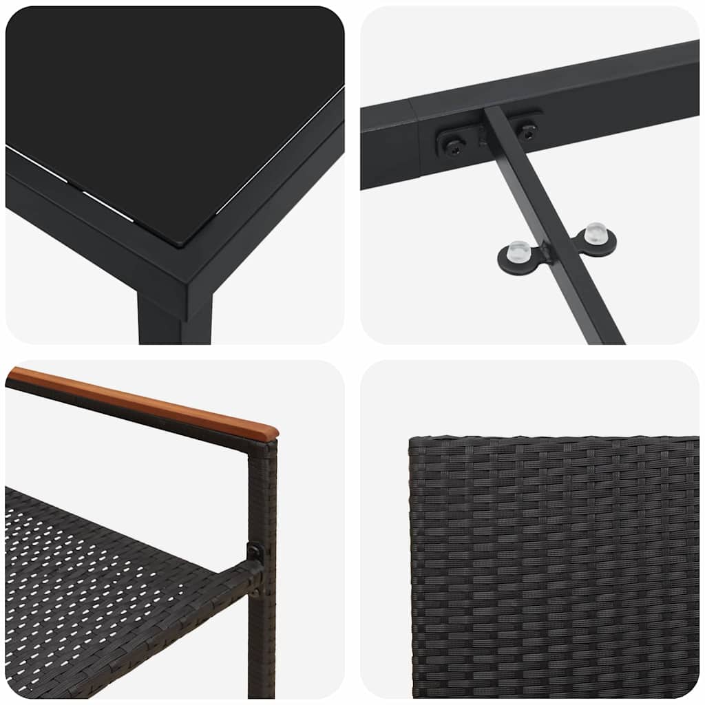 Garten Essgruppe mit Kissen 7 pcs Schwarz Poly-Rattan