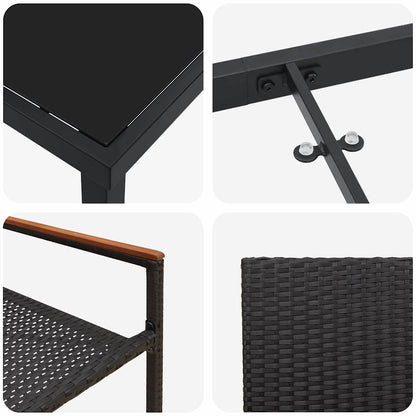 Garten Essgruppe mit Kissen 7 pcs Schwarz Poly-Rattan