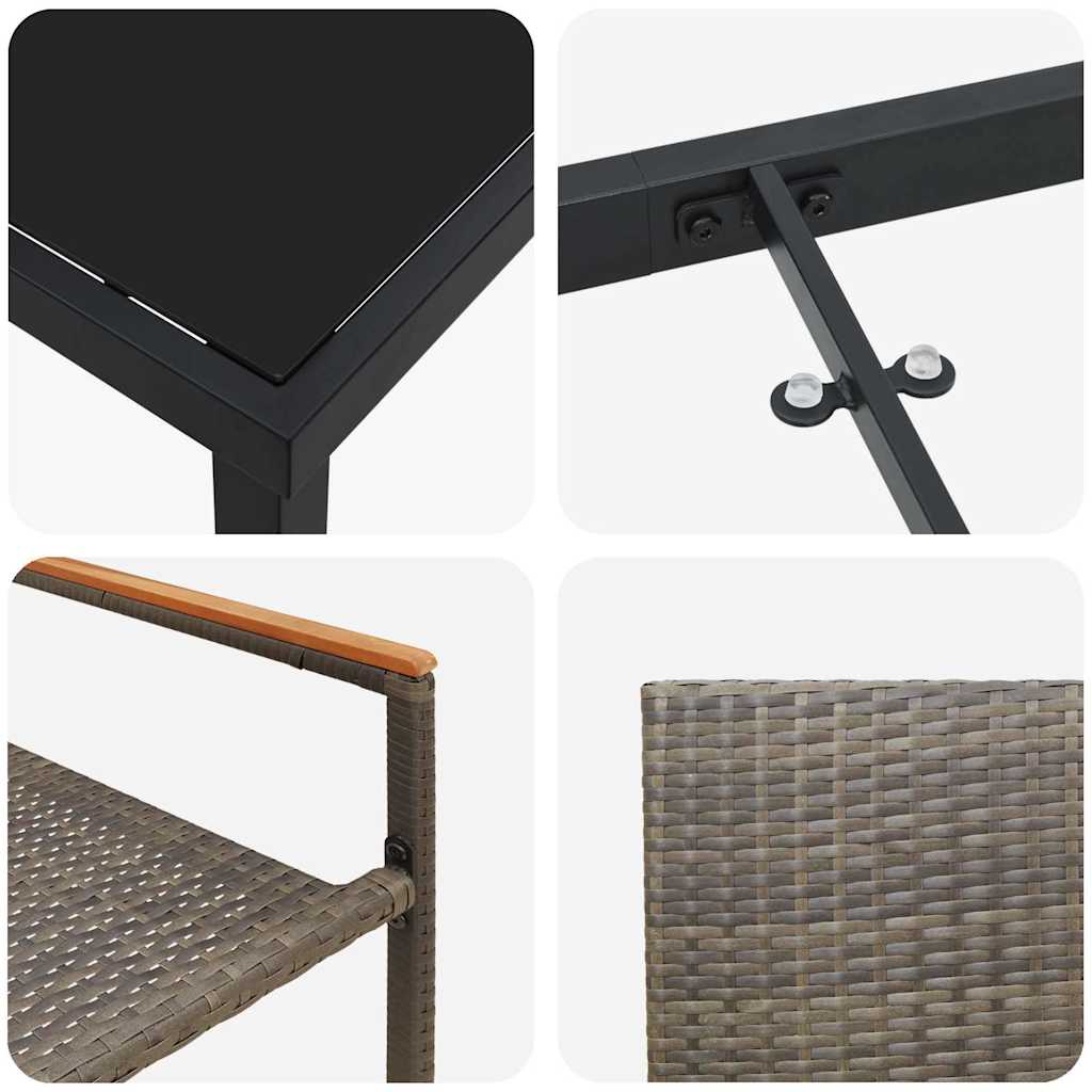 Garten Essgruppe mit Kissen 7 pcs Grau Poly-Rattan